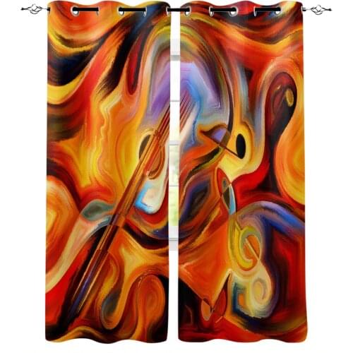 Colorful Music Window Curtains Home Decor Living Room Curtains Kitchen Drapes Panel Curtains for Bedroom