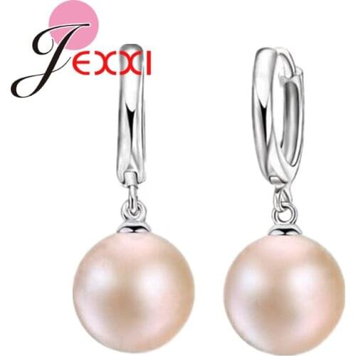 Hot Sale Minimalism 925 Sterling Silver Nice Pearl Drop Earrings For Women Fashion Wedding Gift Jewelry 3 Color