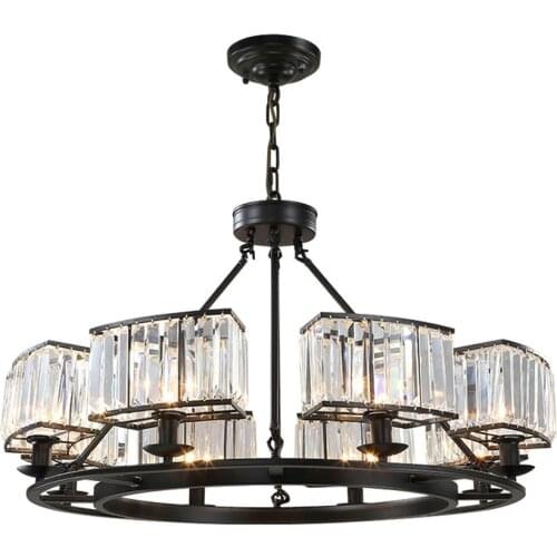 Retro Chandelier Lighting Black Crystal Chandelier K9 Crystal Chandeliers Lighting Fixtures for Dining Room E14 Lamp Crystal