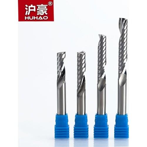 HUHAO 1pc 8mm Single Flute Spiral Cutter 3A TOP Qualit CNC Router Bits For Wood Acrylic PVC MDF End Mill Carbide Milling Cutters