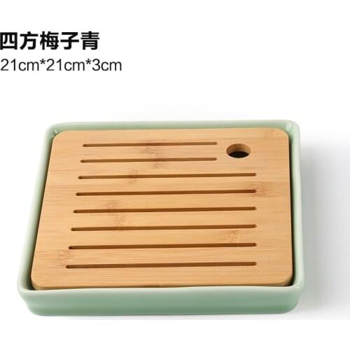 [GRANDNESS] Ceramic Bamboo Tea Tray Drainage Water Storage Kung Fu Tea Set Room Board Table Chinese Tea Room Ceremony