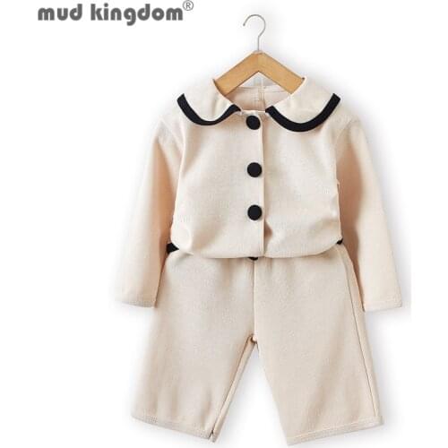 Mudkingdom Jacket Shorts Sets for Girls Knitting Long Sleeves College Style School Solid Pants Tops Kids Autumn Clothing