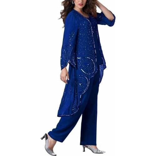 Mother Of The Bride Pantsuits Woman Suit Wedding Suit With Sequins Jacket Women Set 3 Pieces Dress suits Custom Dress Plus Size