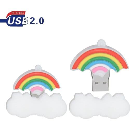 Lovely Cartoon rainbow USB Flash Drive 128GB 64GB 32GB 16GB 8GB 4GB usb flash drives pen drive memory usb stick usb2.0 pen drive