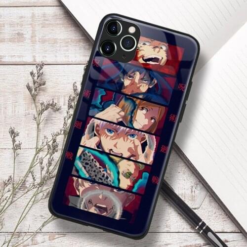 Jujutsu Kaisen Jujutsu Sorcerer Anime Soft TPU Glass Phone Case for IPhone SE 6s 7 8 Plus X Xr Xs 11 12 Mini Pro Max Samsung