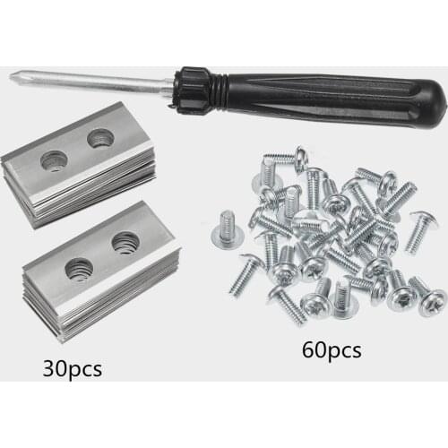 Lawn Mower Blade Knife Blades Kit 30pcs Garden Meadow Grass Cutter Blades+60pcs Screws+1pcs Screwdriver