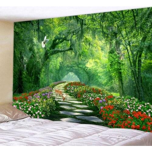 Beautiful Forest Trail Decor Psychedelic Tapestry Wall Hanging Indian Mandala Tapestry Hippie Tapestry Boho Wall Cloth