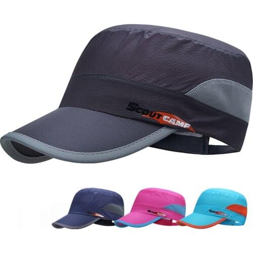Outdoor Mesh Sport Baseball Cap Summer Men Women Quick Drying Breathable Military Army Cap Flat Top Hat Cycling Running Cap