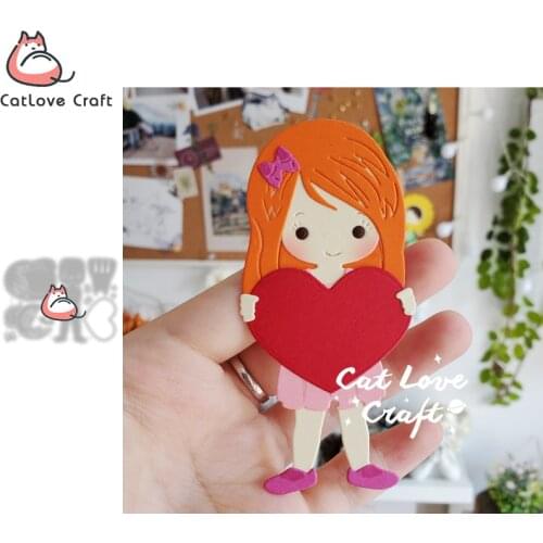 Valentines day Girl holding a heart Metal Cutting Dies Scrapbooking Stencil Die Cuts Card Making Craft Embossing New Dies 2021