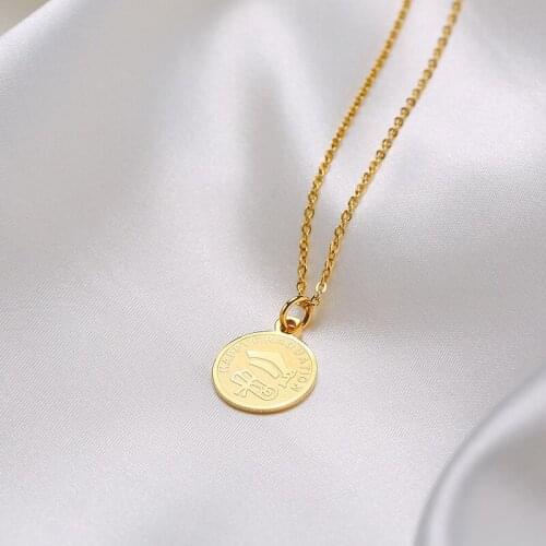 Lucky Graduation Gifts Coin Necklace Pendant for Women Girls Years Stainess Steel Bestfriend Jewelry