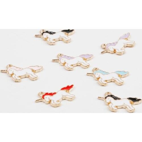 10pcs/lots Zinc Alloy Enamel Unicorn Charms Pendant For Necklace Earring Bracelet DIY Jewelry Findings Making Accessories