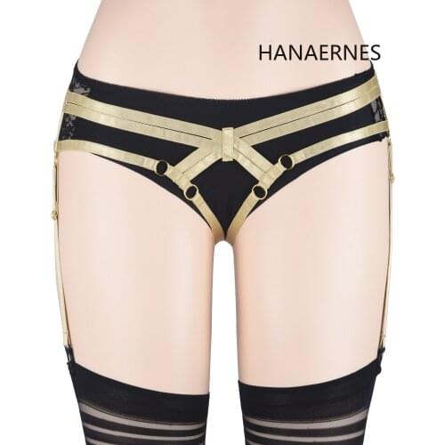 HANAERNES Garter Belt Leg Body Harness Lingerie Strappy Black Underwear Studded Sexy Women High Waist