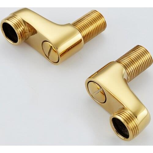2Pcs Shower Faucet Adjustable Adapter Solid Brass Wall Mounted Width Adjustable Angle S-unions Bathroom Accessories Golden