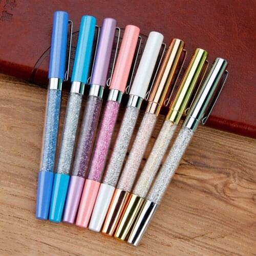 Luxury Diamond Metal Ballpoint Crystal Gold Metal Pen For Office Supplies Gift JUN-28A