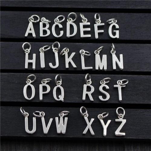 S925 Sterling Silver Pendant Luck Letter Round Pendant 1PCS DIY Part 6.5-7.5mmW 1.2g