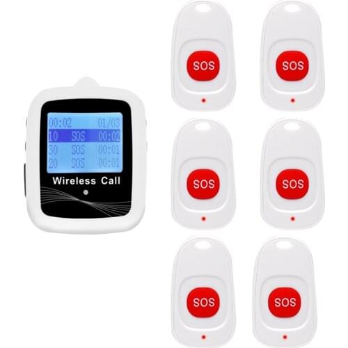 Wireless Paging System 1 Watch Receiver White Or Black+2 SOS Emergency Call Buttons For Hospital Clinic Nurse Home