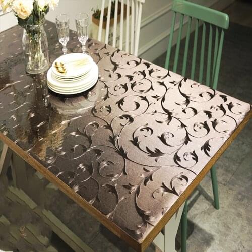 1mm High Quality Pvc soft glass tablecloths kitchen table mats for Party Home table cover Heat resistant table mat table pad