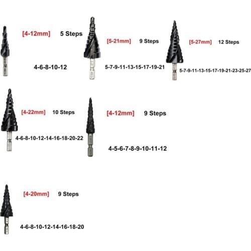 LBER HSS-CO M35 Spiral Flute Step Tiain Drill Bit Hexagonal Shank Spiral Groove High Speed Steel Cobalt-containing Step Drill