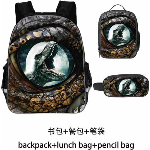 T-REX Dinosau Backpack Set Teenagers Boys Girls Toddler Animal Kid School Book Bags Men Women Rock Mochila Bolsa