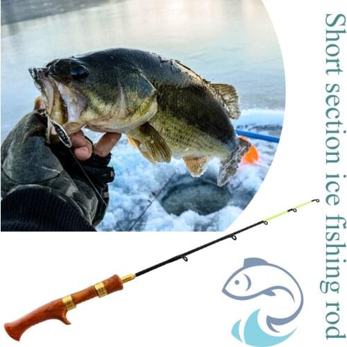 Ice Fishing Rod Fishing Pole Winter Fish Tackle Outdoor Wooden Handle River Shrimp Carp Portable Easy Fishing Carrying