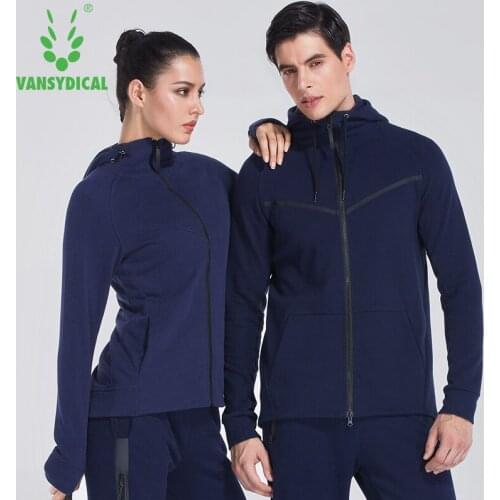 VANSYDICAL Sweater Men Women Spring And Autumn Hooded Fitness Coat Running Two-Way Zipper South Jacket Leisure Sports Jacket