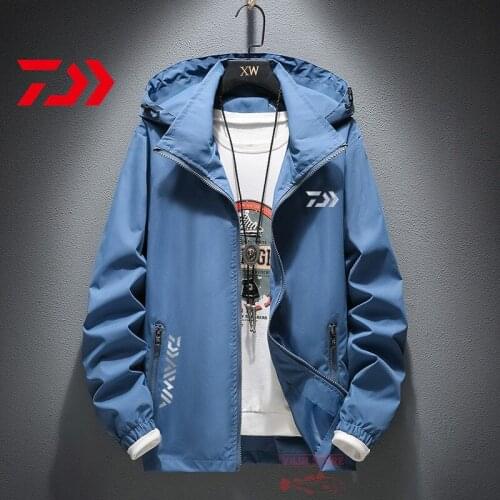 Daiwa Summer Men Thin Windbreaker Fishing Clothes Outdoor Anti-sweat Breathable Quick Dry Fishing Jacket Hiking Camping Clothing