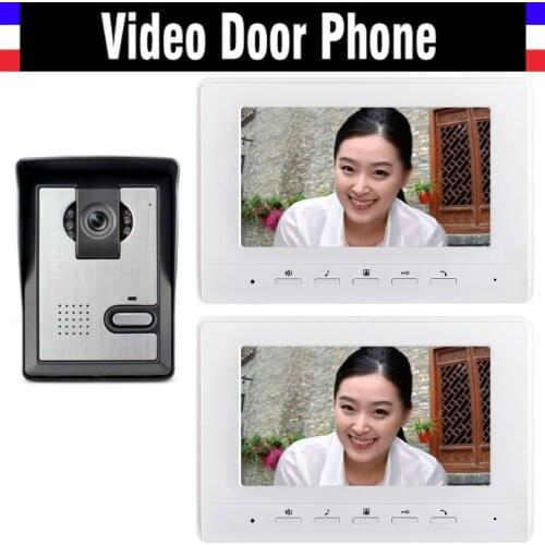 7 inch color lcd video door phone intercom doorbell System video interphone for Villa office 2 monitor 1 Door Camera