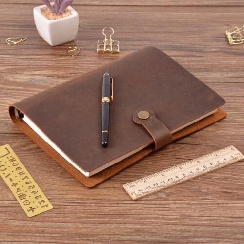 W26 Genuine n05 Rings Diary With Brass Folder Coil n22 Snap Button Student Supply A5 Notebook Diary
