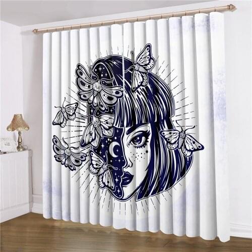 Beautiful Woman Window Curtain 2 Panels Blurred Girl Window Drapes 3D Print Home Decor Curtain For Bedroom Window Treatment