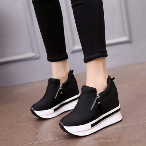 New Platform Wedges Shoes for Women Loafers Chunky Sole Sports Sneakers Women Tenis Slip On Womansneakers Red Black Sneakers