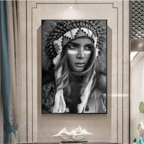 Woman Prints Scandinavian Indian Canvas Painting Nordic Poster Wall Art Print for Living Room Home Decorative Pictures Unframed