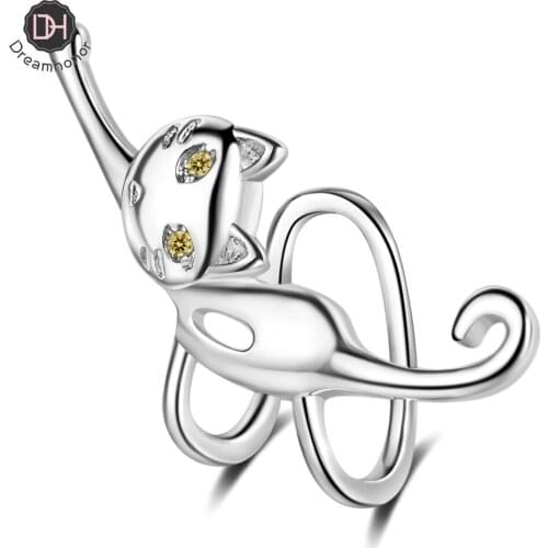 Dreamhonor 2021 Newest Design Fashion 925 Sterling Silver Fox Clip Earrings For Women Simple Personality Female Earrings Jewelry