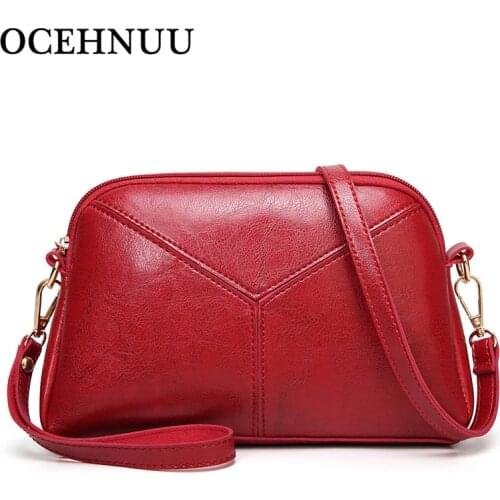 OCEHNUU Small Crossbody Bags For Women Vintage PU Leather Ladies Shoulder Messenger Bags Zipper Woman Clutch Purse Bag Girls Red