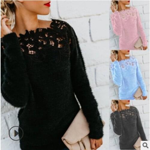 Women lace casual sweaters Casual elegant pullovers Women spring elegant sweaters Lady Casual Top
