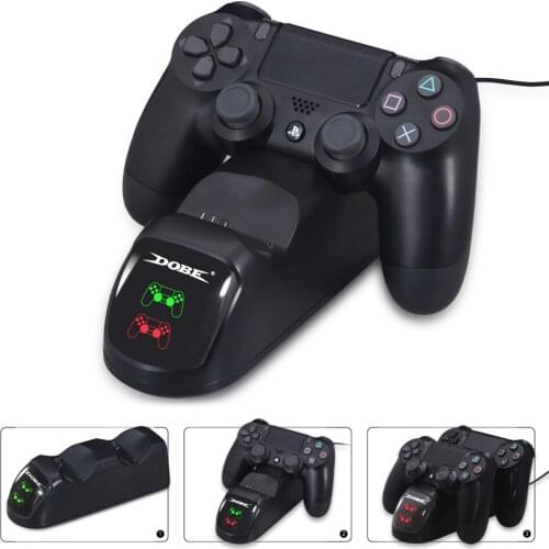 1pc PS4 Controller Joypad Joystick LED Charger Dual USB Fast Charging Dock Station+USB Cable for Playstation4 PS4 Slim / PS4 Pro