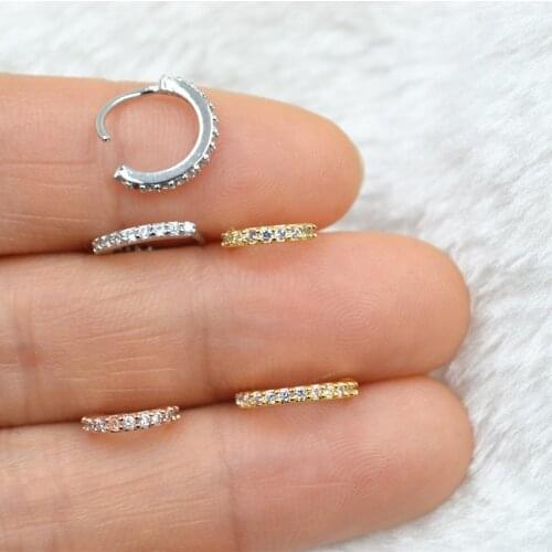 10pcs CZ Gems Nose Ring Earring Ear Studs Diath Tragus Cartilage Hoop Ring Sliver/Gold/Rose Gold Body Piercing Hot