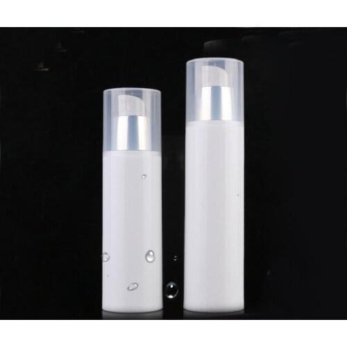 100ML white plastic airless bottle with silver pump transparent lid for serum /lotion/emulsion/foundation/Cosmetic Packaging
