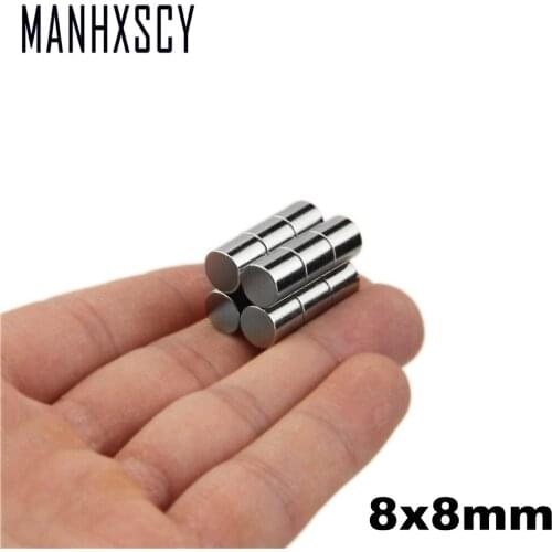 100pcs Neodymium N35 Dia 8mm X 8mm Strong Magnets Tiny Disc NdFeB Rare Earth For Crafts Models Fridge Sticking magnet 8x8mm