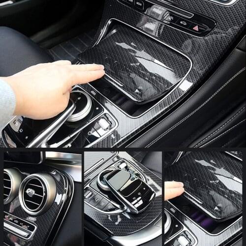 For Mercedes Benz C class W205 2015-2017/GLC X253 2016-2017 Center Console Panel Decoration Cover Trim Carbon fiber color 2pcs