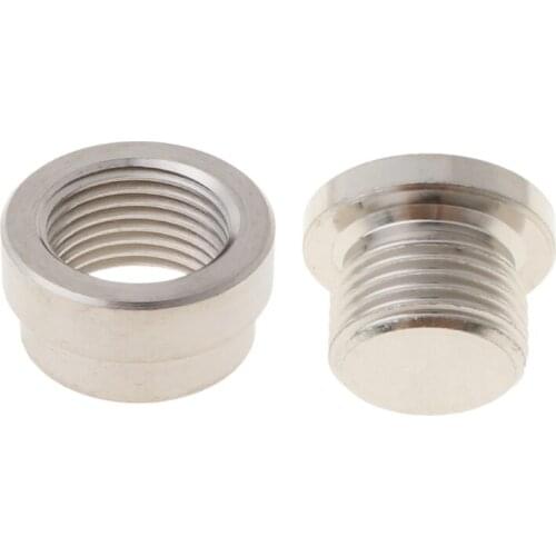 2PCS/Set O2 Oxygen Sensor Weld On Bung & Plug Wideband Nut & Cap Kit Stepped Nut Adapter