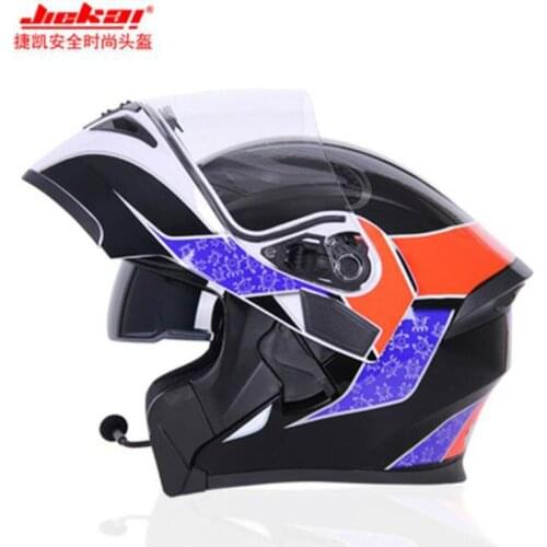 2017 Autumn Winter New JIEKAI Flip Up motorcycle helmet ABS JK902 undrape face Motorbike helmets PC visor lens with Bluetooth