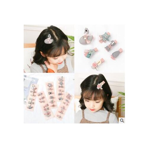 30set/lot 6pcs/set Rabbits Swan Burts Bees Hair BB Clip Bowknot Flowers Girl Hairpins Hair Styling Tools Accessories HA1127