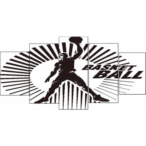 5 Pcs The Abstract black white Basketball Sport Prints Wall Art cuadros Canvas painting decorative picture for living room