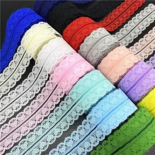 5yards/Lot 30mm Lace Ribbon Heart Shaped Bilateral Handicrafts Embroidered Net Lace Trim Fabric Ribbon Sewing Skirt Accessories