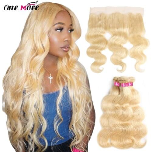 613 Blonde Body Wave Bundles With Frontal Free Part Remy Human Hair Bundles With Closure 3 4 Bundles With Frontal Closure 13x4