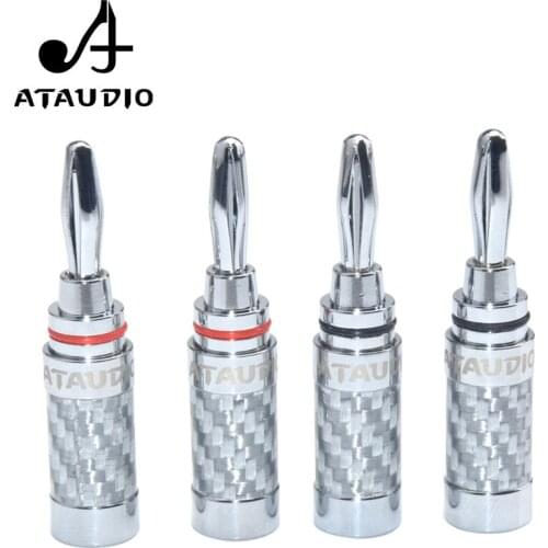 8 PCS ATAUDIO Hifi Carbon Fiber Banana Plug High Quality Rhodium Plated Speaker Cable Banana Connector