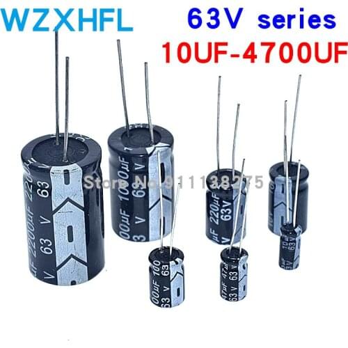 63V Aluminum Electrolytic Capacitor 10UF 22UF 33UF 47UF 100UF 220UF 330UF 470UF 680UF 1000UF 2200UF 3300UF 4700UF