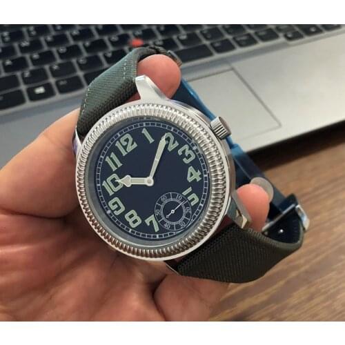 44mm NO LOGO black dial Asian 6498 17 jewels Mechanical Hand Wind movement mens watch luminous Mechanical watches GR14-21