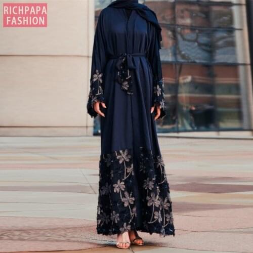 Floral Kaftan Muslim Abaya Dubai Kimono Cardigan Hijab Dress Abayas For Women Qatar Caftan Ramadan Robe Turkish Islamic Clothing