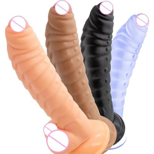 Dildo holder masturbat 19.5cm Penis Orgasm Transparent Profiled Dildo Male Female Masturbation Device Dildo Anal Plug Sex Toy